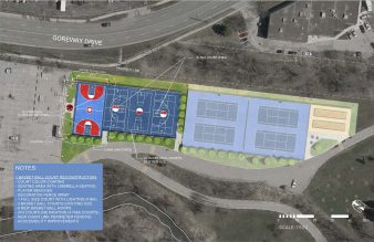 Map of basketball court reconstruction